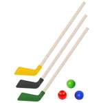 Набор для хоккея Задира Клюшка хоккейная детская 3 шт черная + желтая + зеленая+ 3 мяча