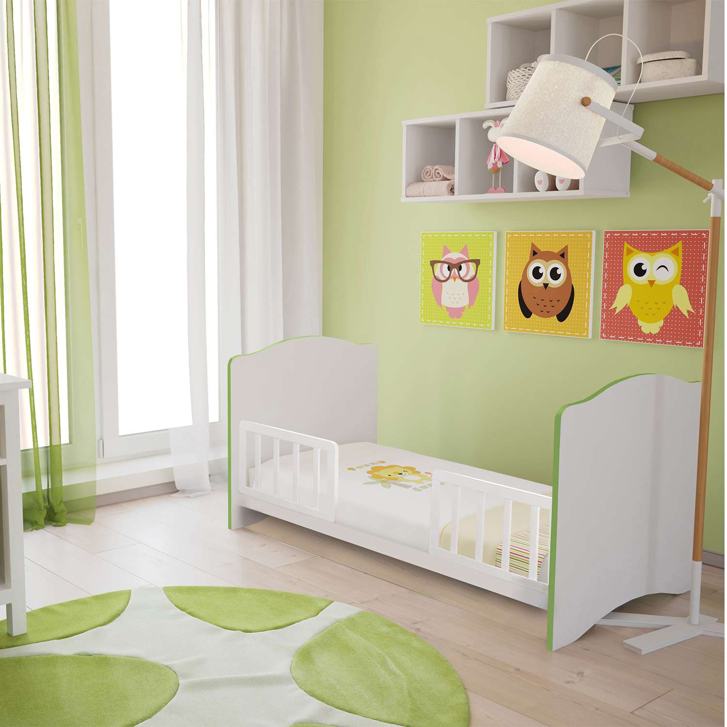 Детская кроватка Polini kids прямоугольная, без маятника (зеленый, белый) - фото 7