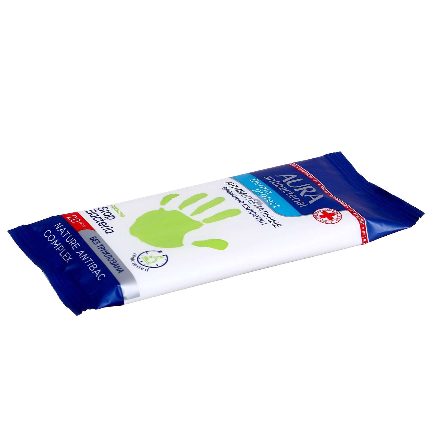 Влажные салфетки AURA Antibacterial Pocket-pack 20шт - фото 2