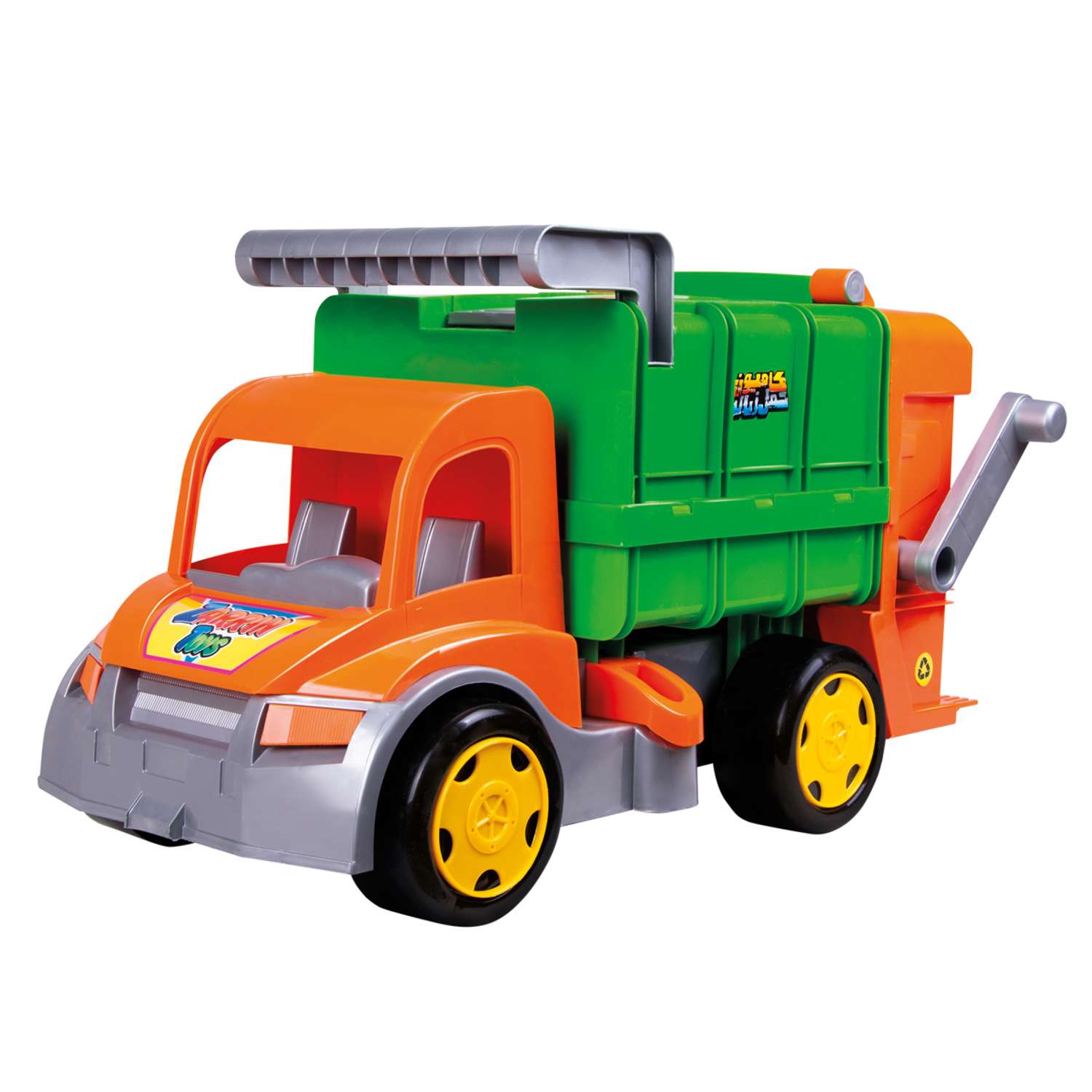 Мусоровоз игрушечный Zarrin Toys TrashTruck с баком F3-2/оранжевый-зеленый - фото 4