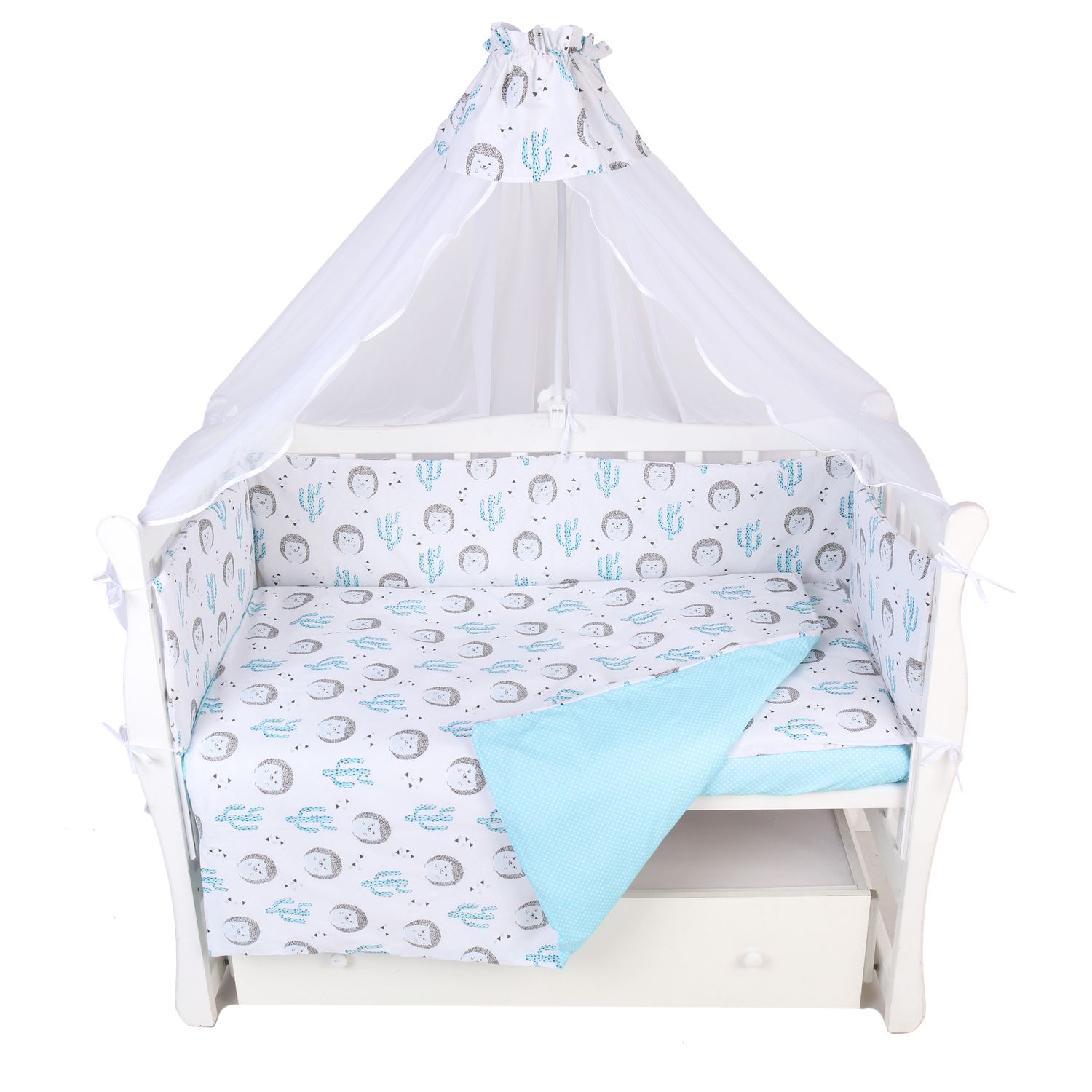 Комплект постельного белья Amarobaby Ёжики 7предметов AMARO-3007-Ez - фото 1