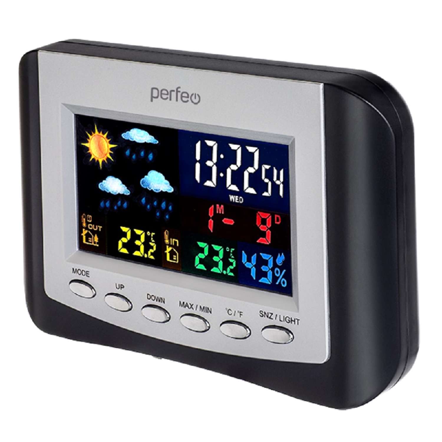 Часы-метеостанция Perfeo Сolor+ PF-S3332BS - фото 1