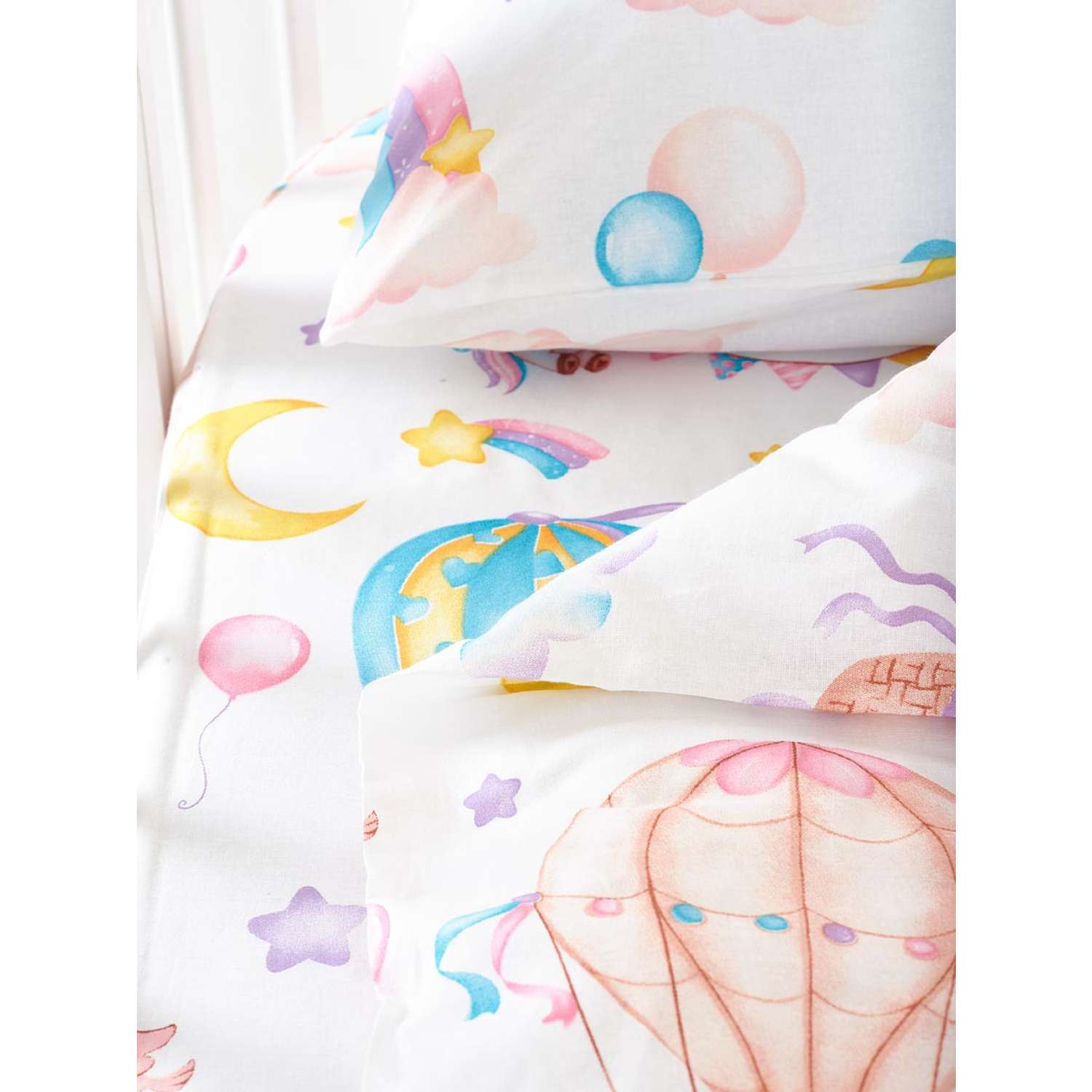Комплект постельного белья Lemony kids в овальную кроватку Rainbow Розовый 3 предмета - фото 7