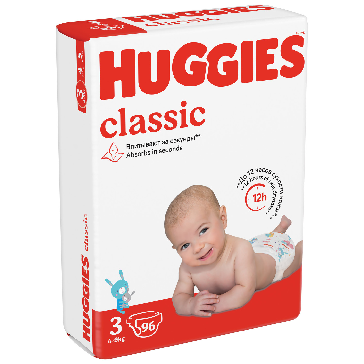 Подгузники Huggies Classic 3 4-9кг 96шт - фото 2