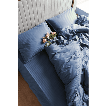 Комплект постельного белья LELIT 2-х спальный 100% страйп-сатин 145гр/м2 серо-голубой
