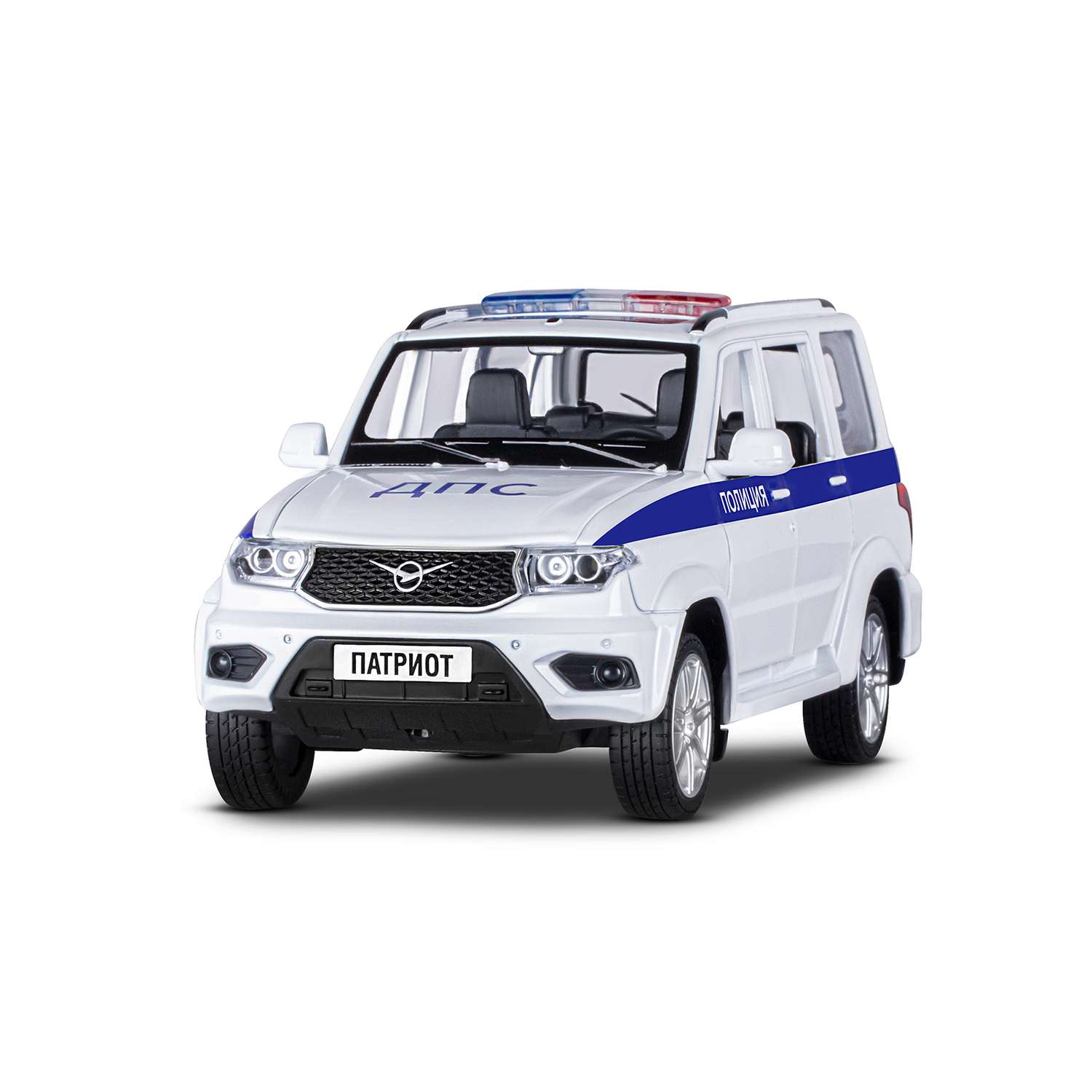 Машинка металлическая АВТОпанорама игрушка детская УАЗ PATRIOT Полиция 1:26 белый JB1251154 - фото 9
