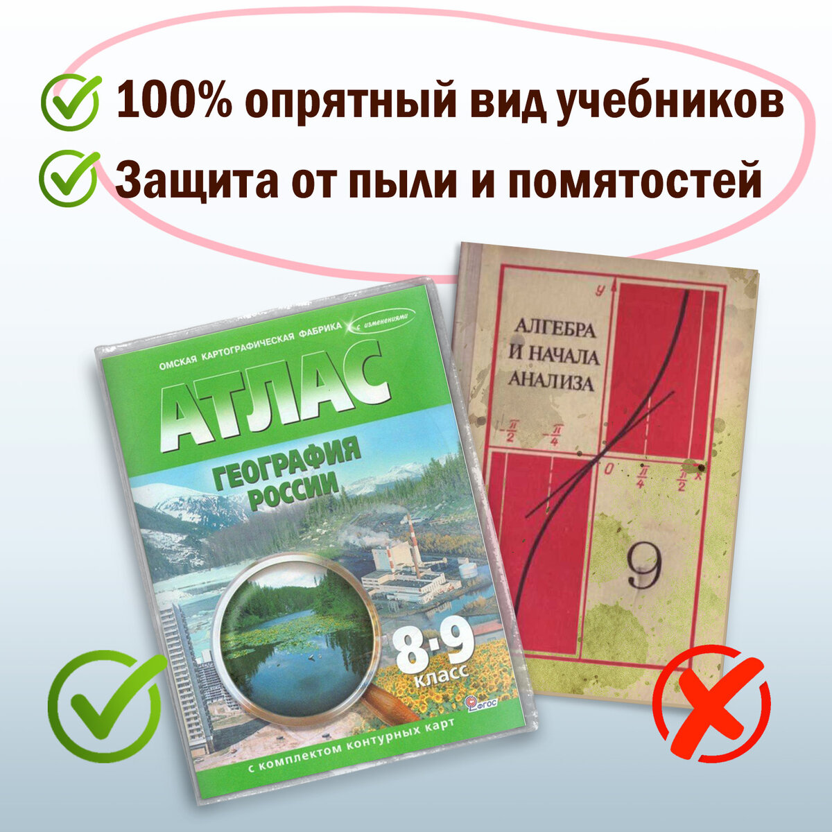 Обложки Пифагор для учебника и тетради А4 контурных карт комплект 5 штук - фото 4