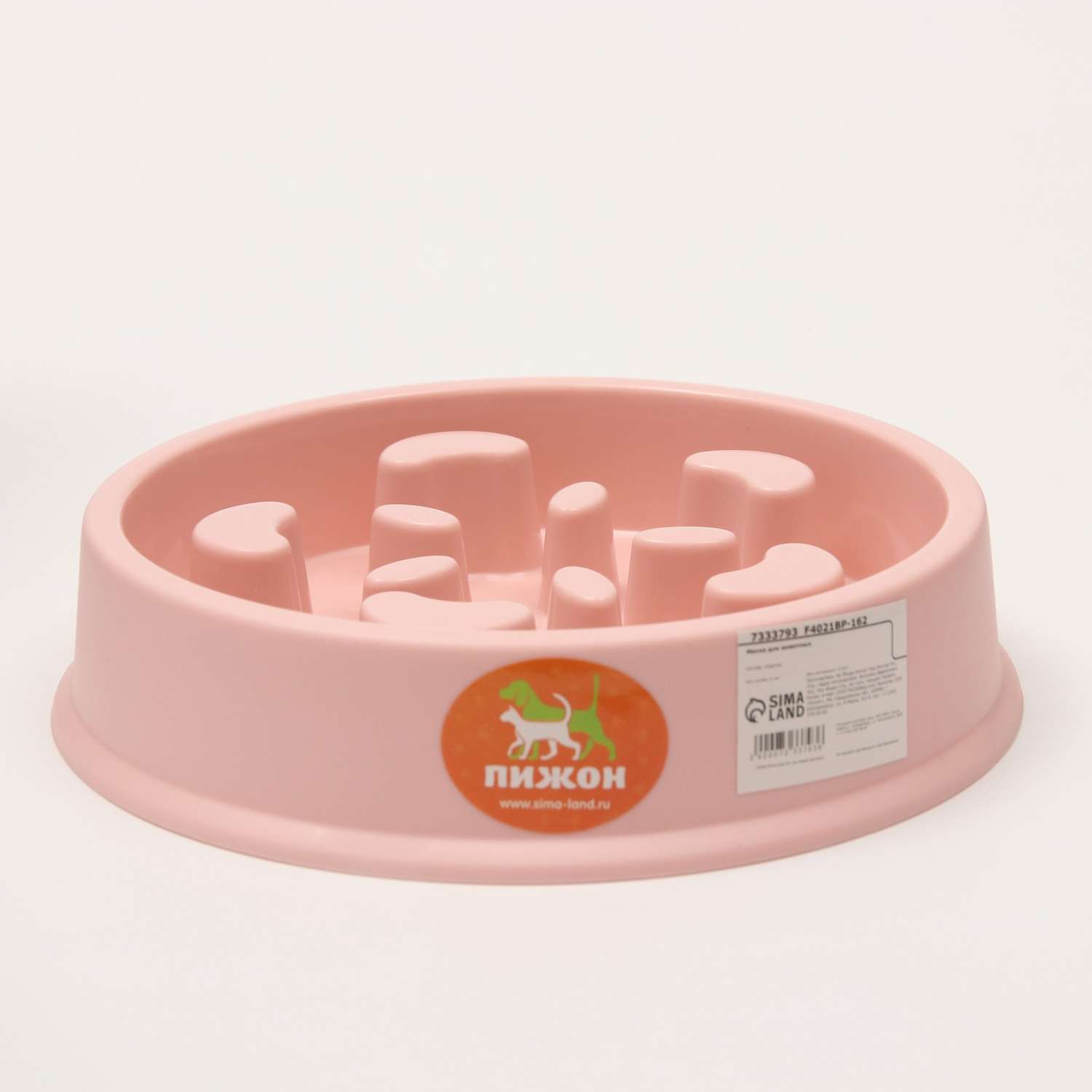 Миска Пижон Медленное кормление от переедания 20.5х20.5х4.5 см розовая 150 мл - фото 4