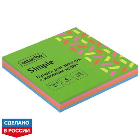 Стикеры Attache 76х76 весенняя радуга 100л 5 уп