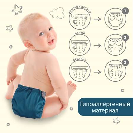 Многоразовый подгузник Крошка Я флис темно зеленый