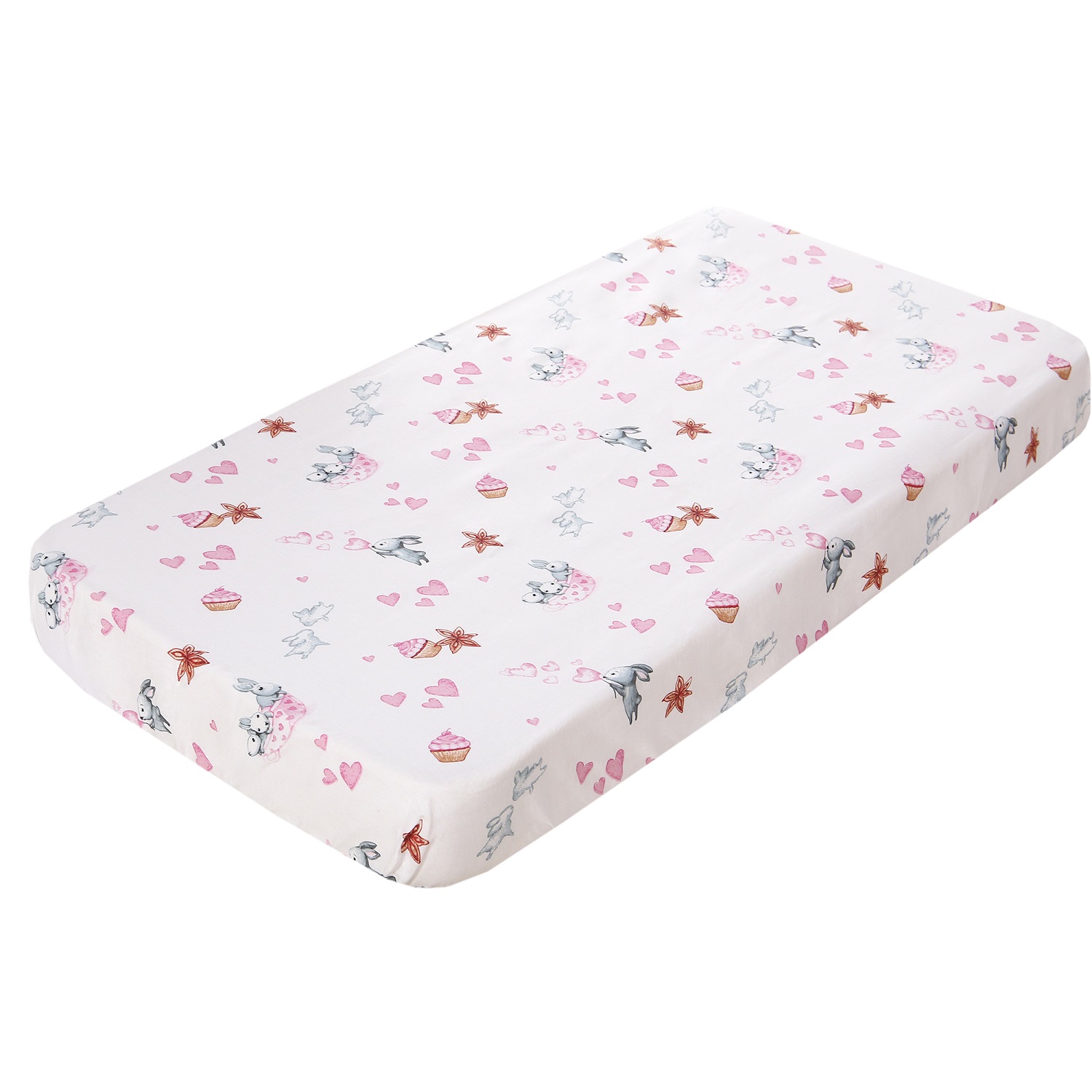 Простыня натяжная Спаленка-kids 80x160 зайчата розовые - фото 1