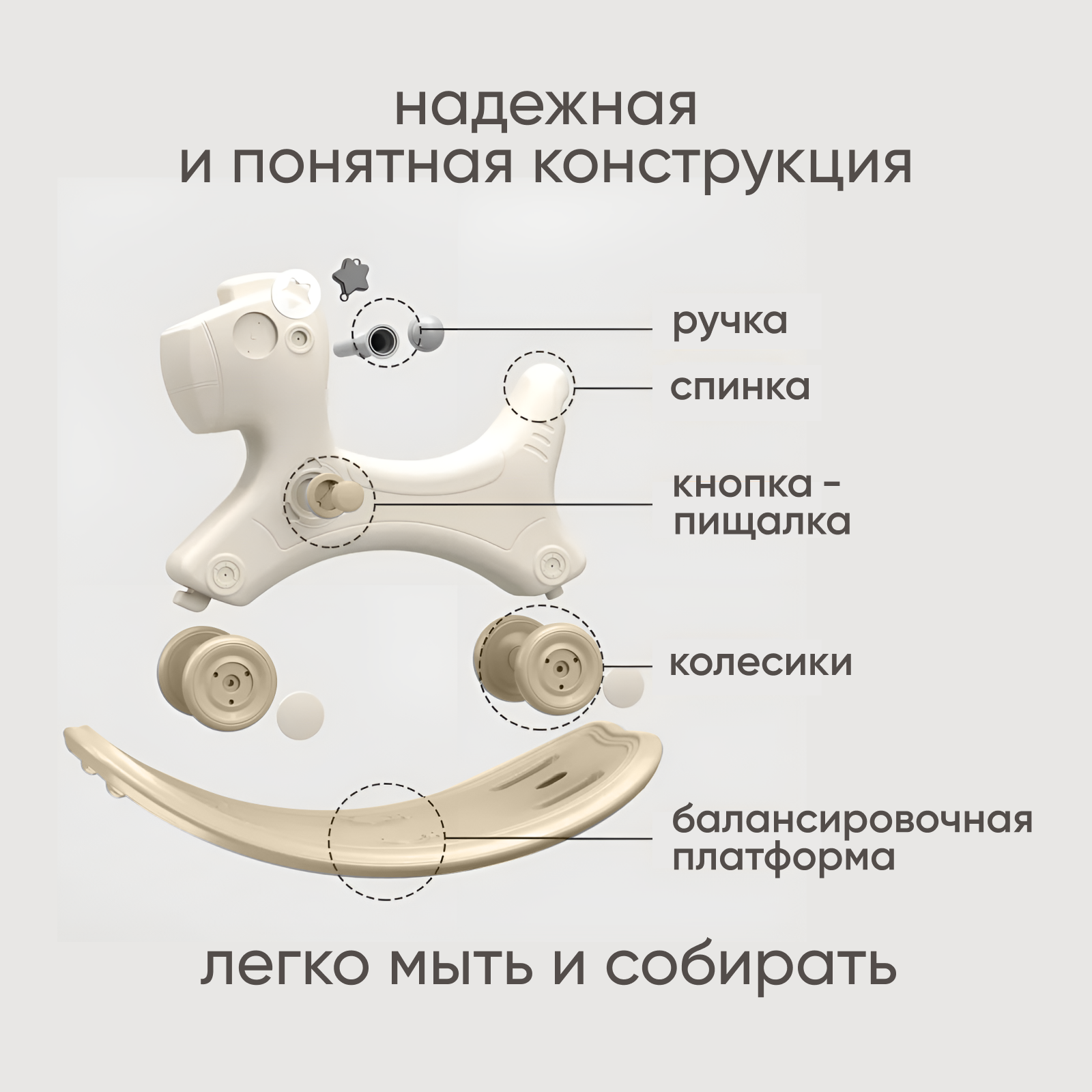 Качалка лошадка-беговел трансформер Solmax для детей балансборд 3 в 1 - фото 6