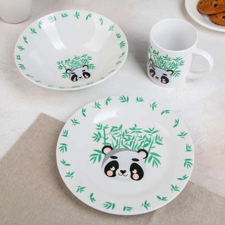 Набор детской посуды Доляна Панда кружка миска тарелка