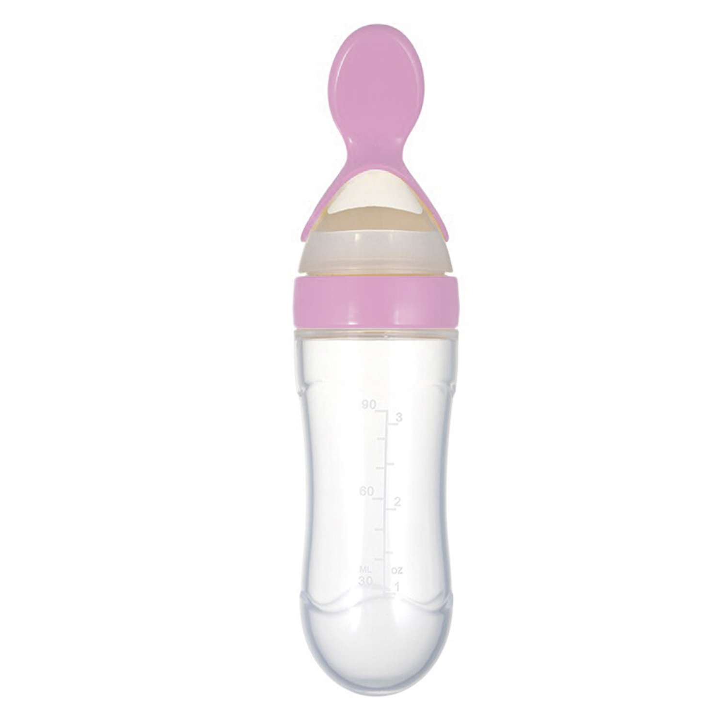 Бутылочка-ложка KUNDER 90мл силиконовая для прикорма розовая - фото 1