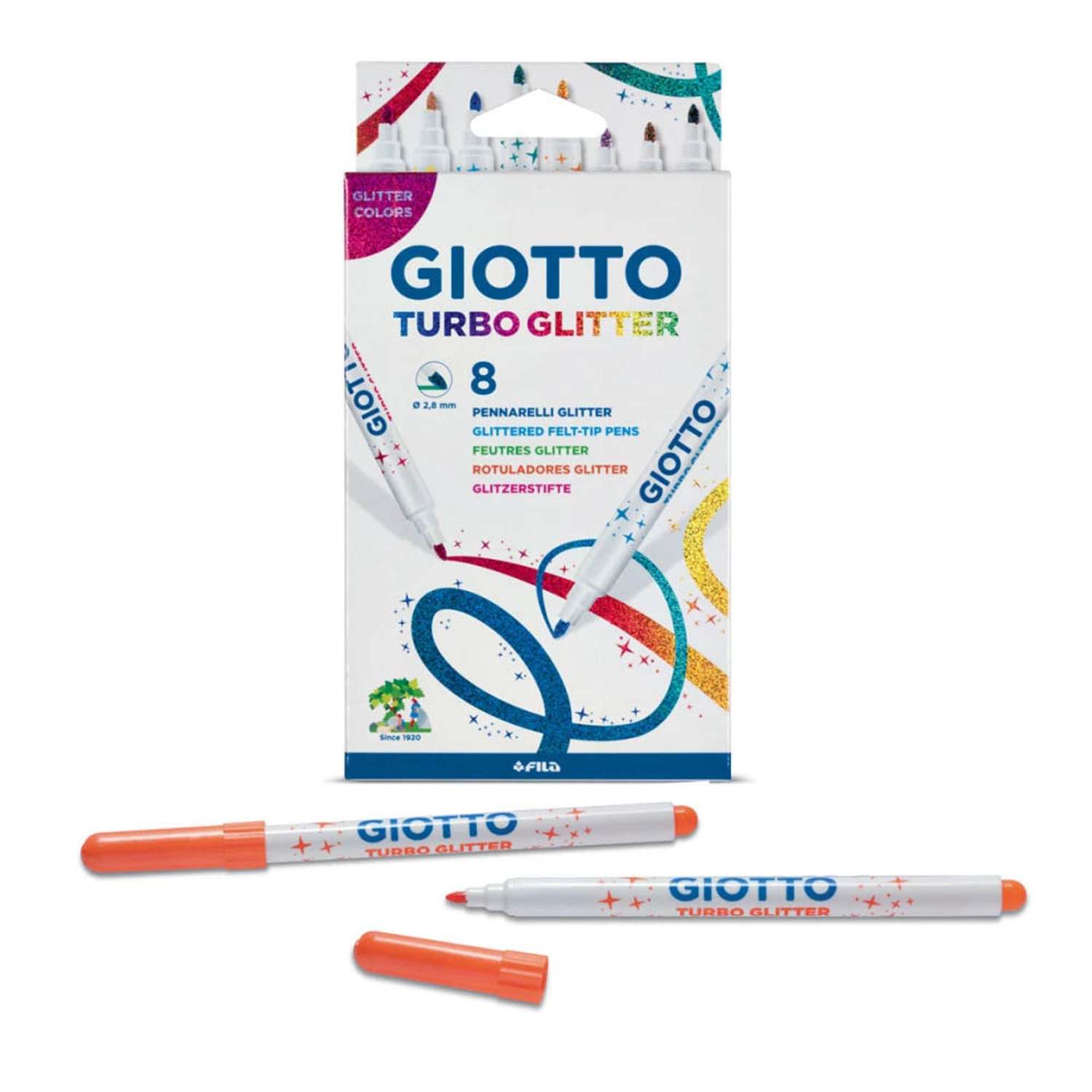 Набор фломастеров глиттеров GIOTTO Giotto Turbo Glitter 8 цветов - фото 1