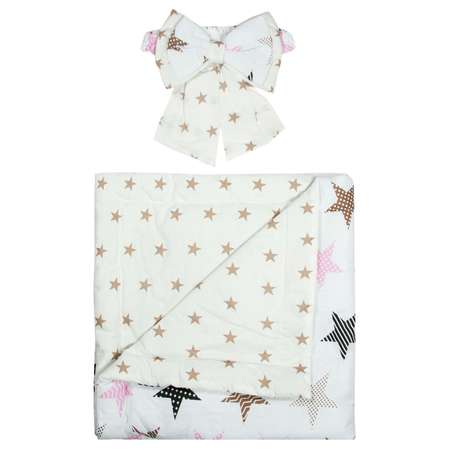 Конверт-одеяло Чудо-чадо для новорожденного на выписку Времена года звездочки с розовым
