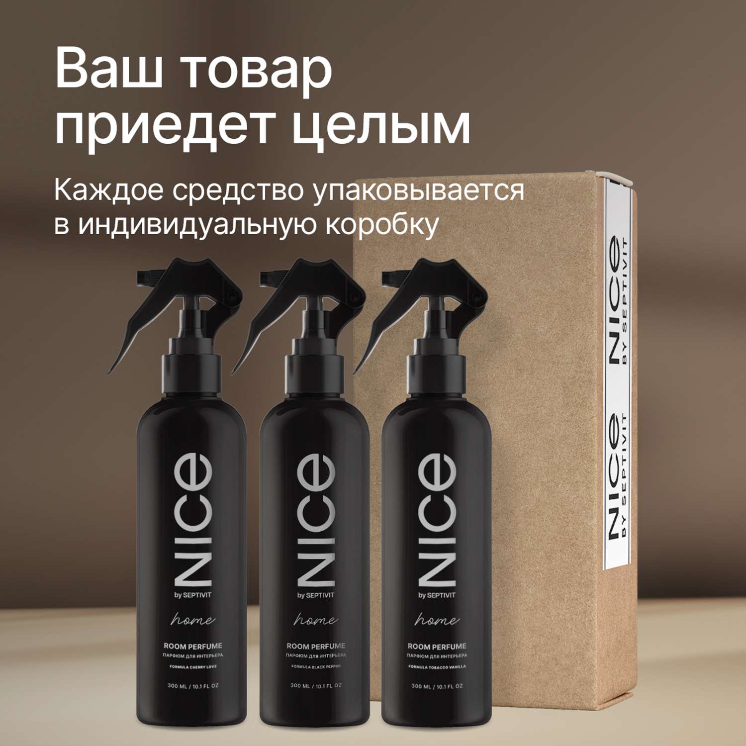 Набор освежителей для дома NICE by Septivit Black Pepper /Tobacco Vanilla /Cherry love по 300мл - фото 7