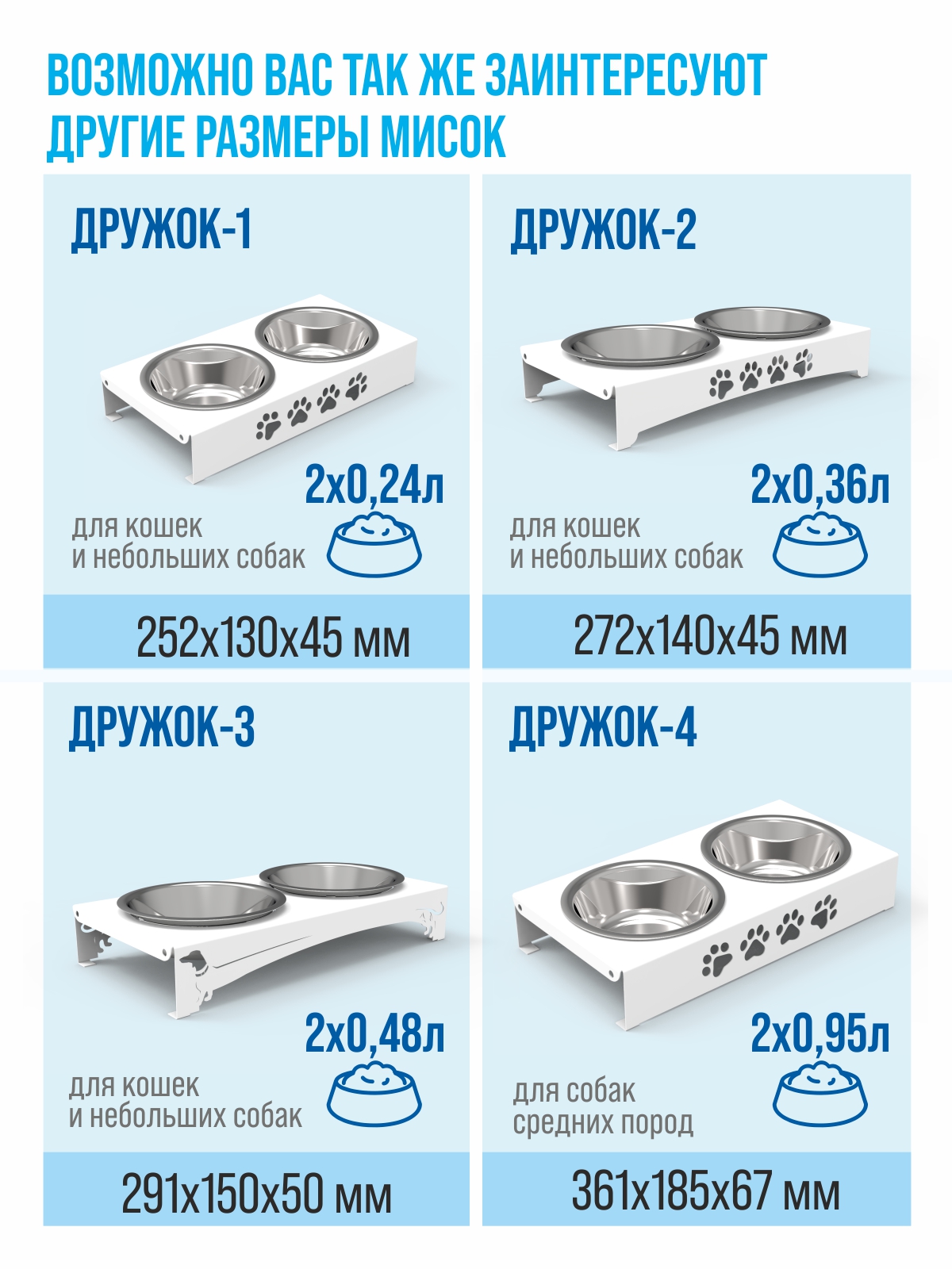 Миска для животных двойная РЭМО Дружок 2 белый - фото 6