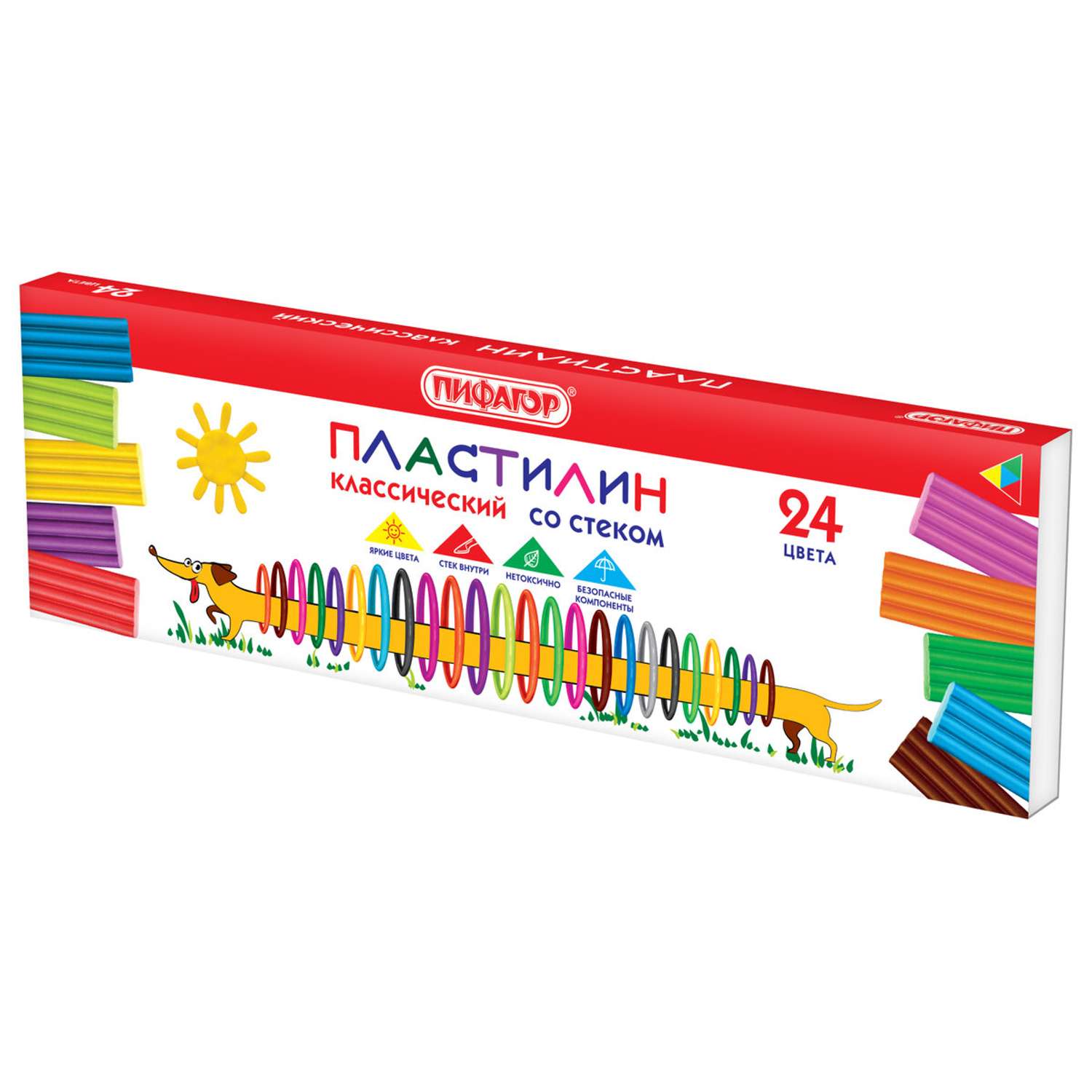 Пластилин Пифагор классический для детей 24 цвета - фото 1