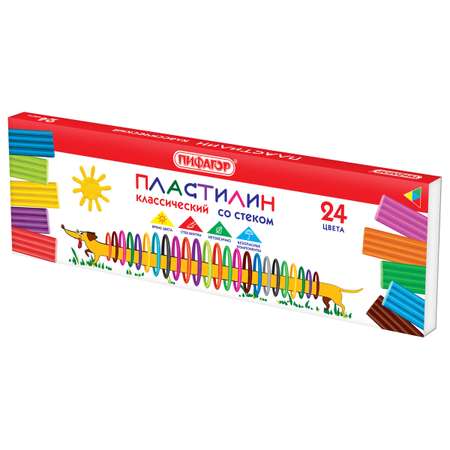 Пластилин Пифагор классический для детей 24 цвета