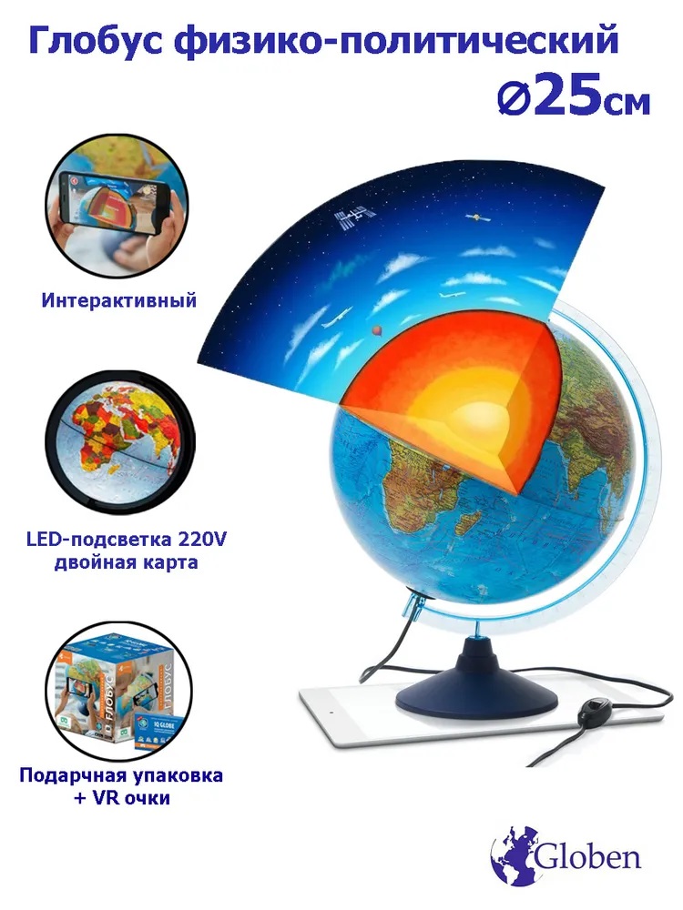 Набор первоклассника Отличник ErichKrause 63 предмета + Интерактивный глобус рельефный с LED-подсветкой 25 см - фото 6