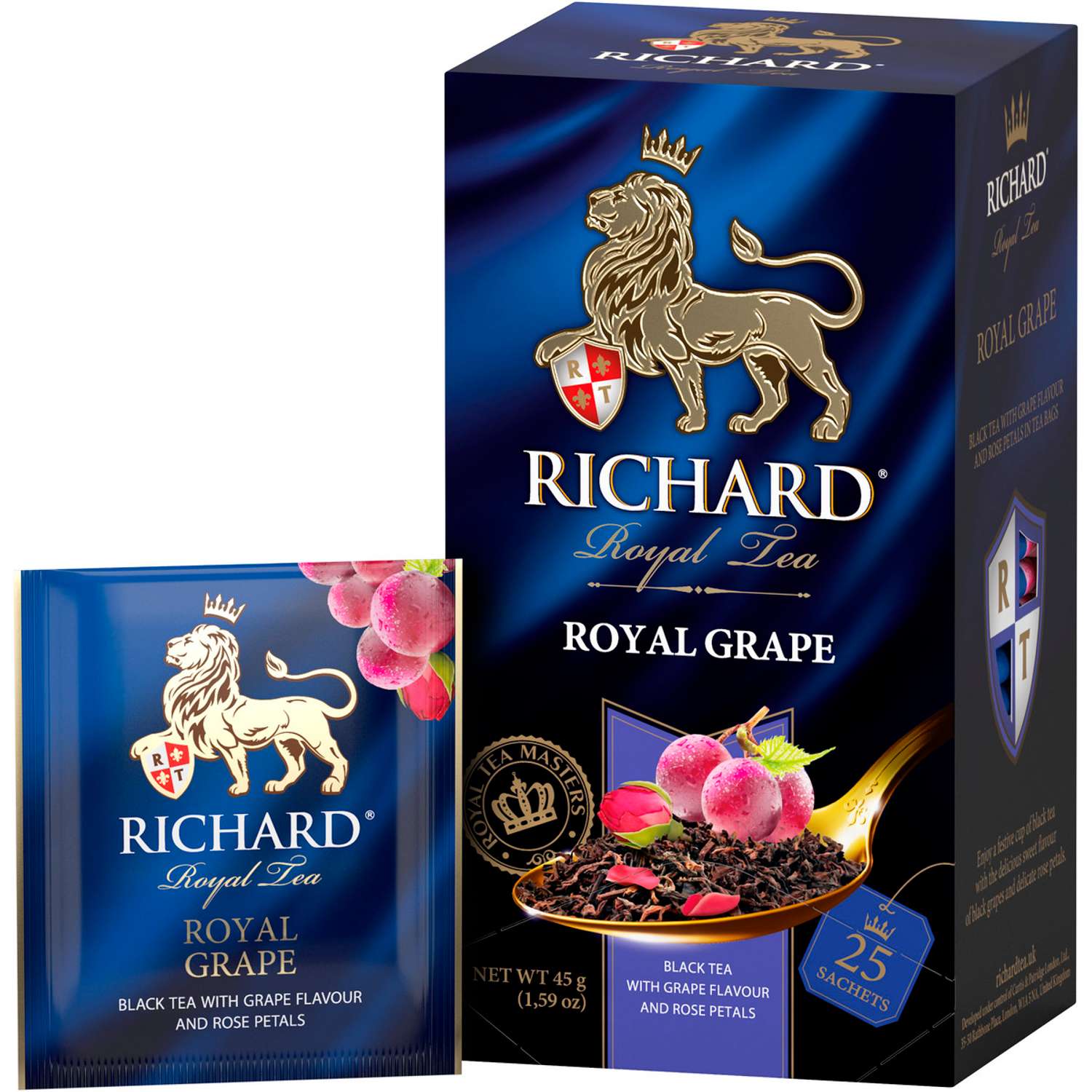 Чай черный Richard Royal Grape со вкусом винограда и лепестками роз 25 пакетиков - фото 3