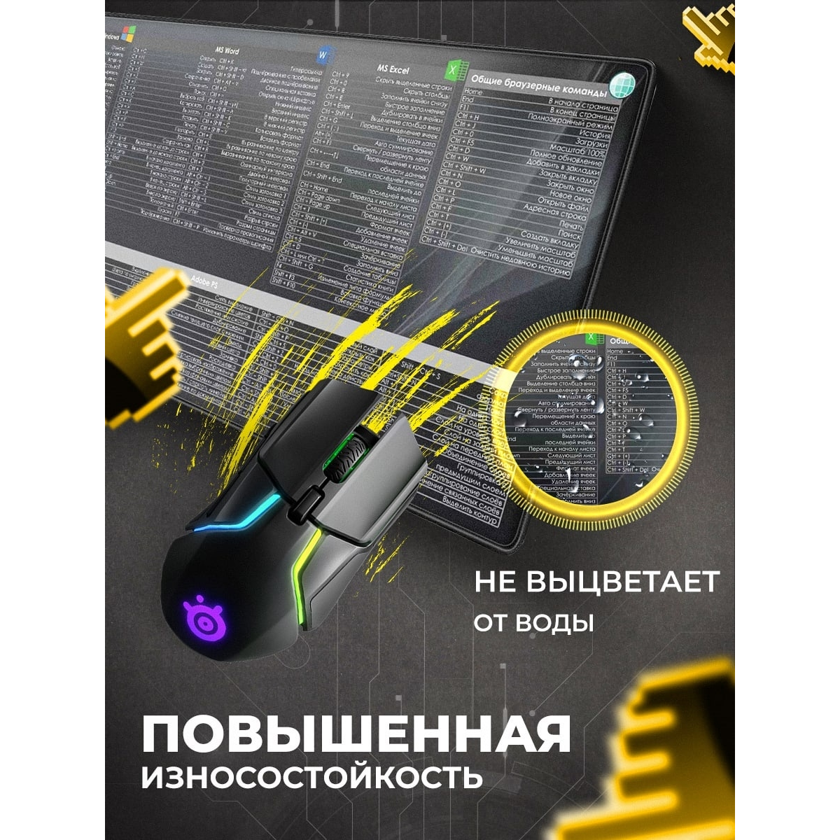 Коврик для мыши oqqi и клавиатуры компьютерный игровой большой антискользящий на стол - фото 5