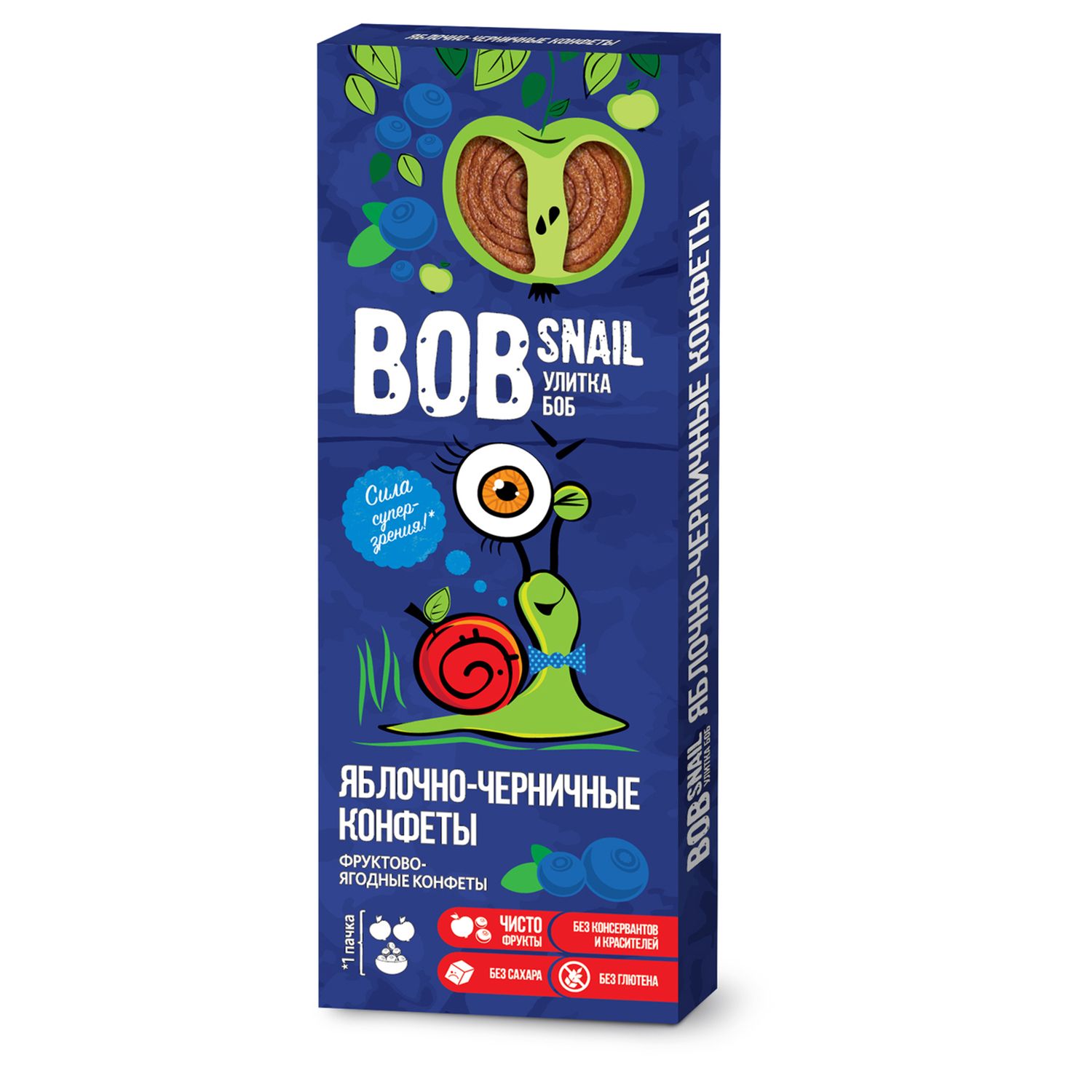 Конфеты Bob Snail натуральные без сахара яблоко-черника 30г - фото 1