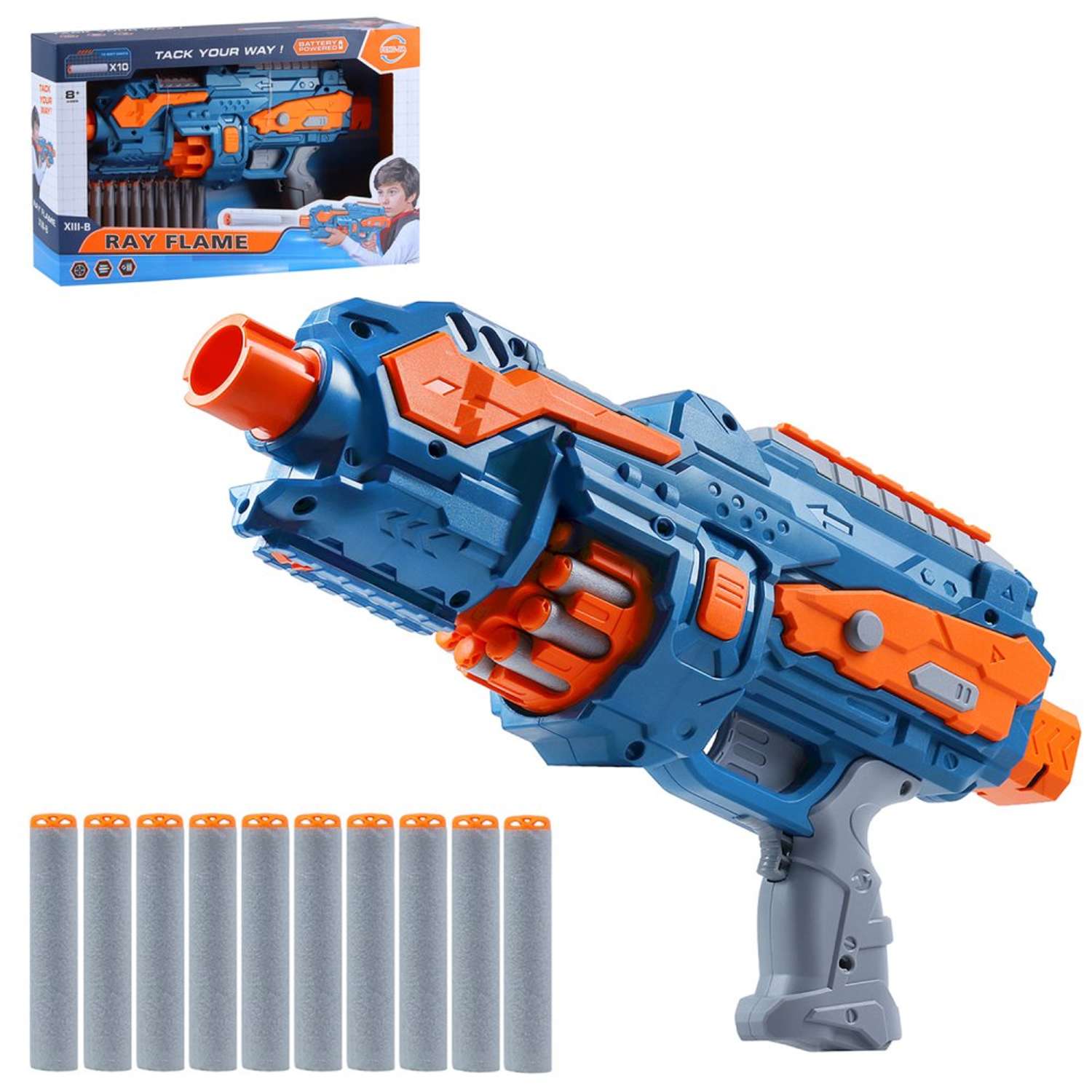 Игрушечное оружие Маленький Воин Бластер с мягкими пулями на батарейках 10 пуль в комплекте JB0211182 - фото 3