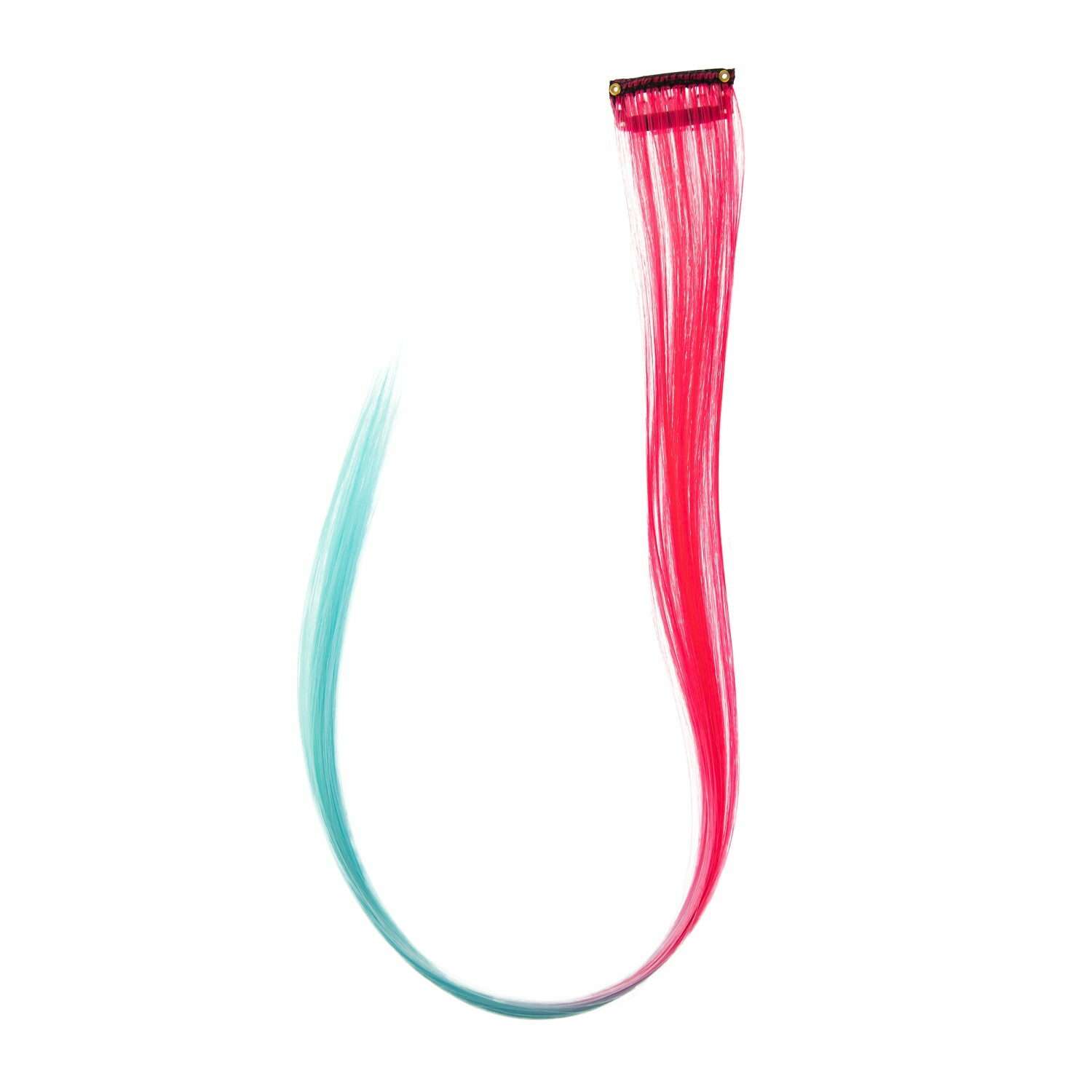 Цветные пряди для волос Lukky Fashion на заколках детские розово-бирюзовый градиент 55 см аксессуары для девочек - фото 2