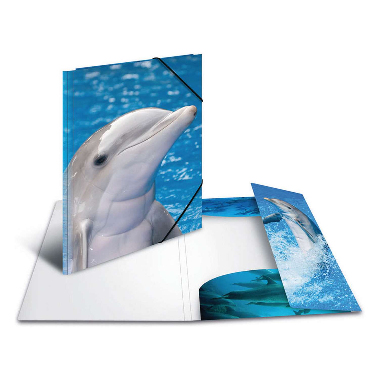 Папка для документов HERMA пластик матовая А4 на резинке Дельфины 7141 - фото 2