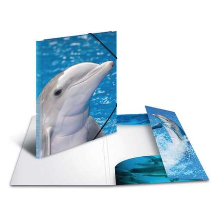 Папка для документов HERMA пластик матовая А4 на резинке Дельфины 7141