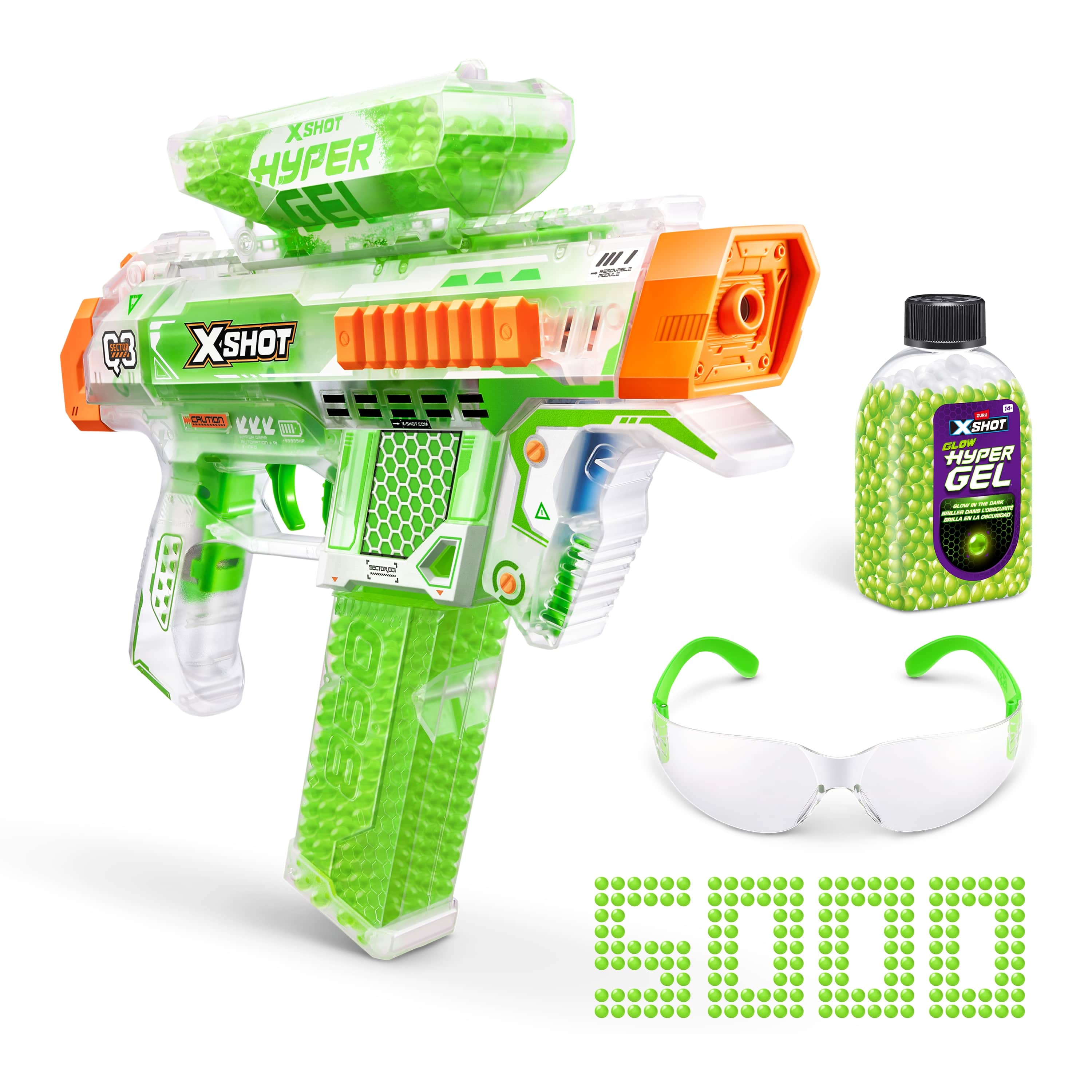 Игровой набор для стрельбы Zuru XSHOT  Hypergel glow in the dark Бластер Найтстрайкер 5000 гелевых шариков в комплекте - фото 3