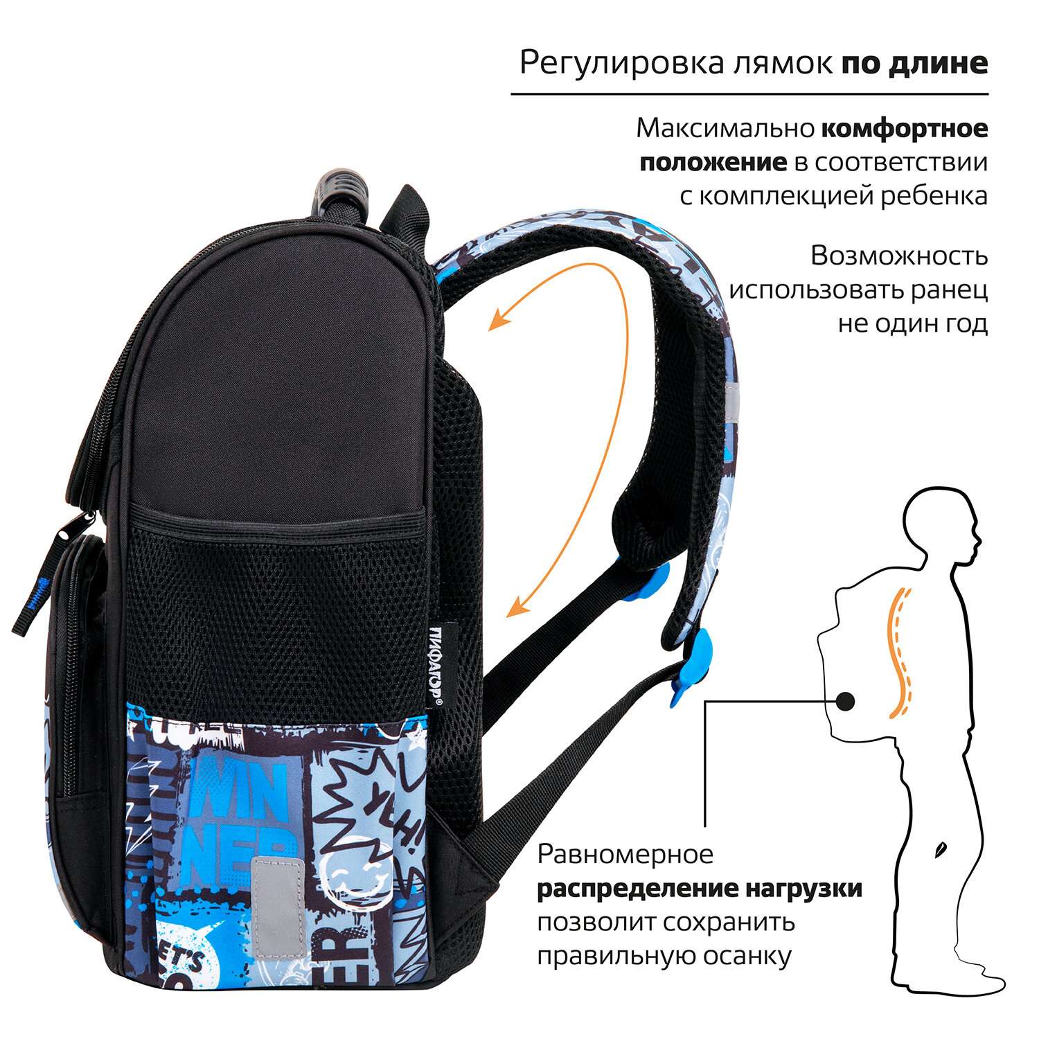Рюкзак школьный Пифагор портфель детский ранец в 1 класс - фото 7