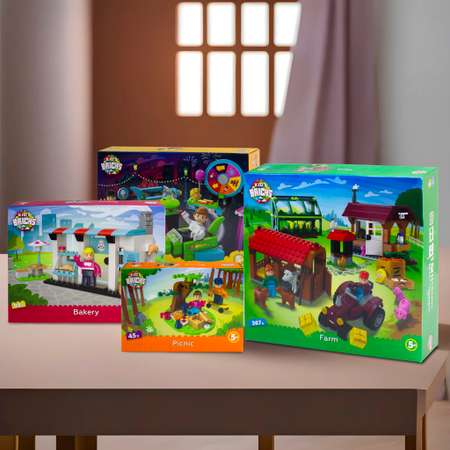 Конструктор kids bricks Набор из 4 предметов Пикник Пекарня Парк Ферма