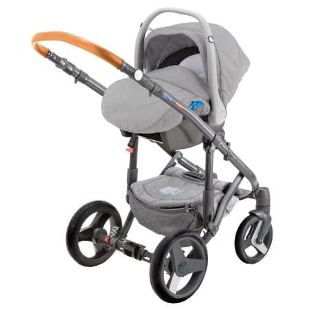 Коляска 3в1 BeBe-mobile Movo C and G A23 Светло-серый+Серый+Карамельная кожа