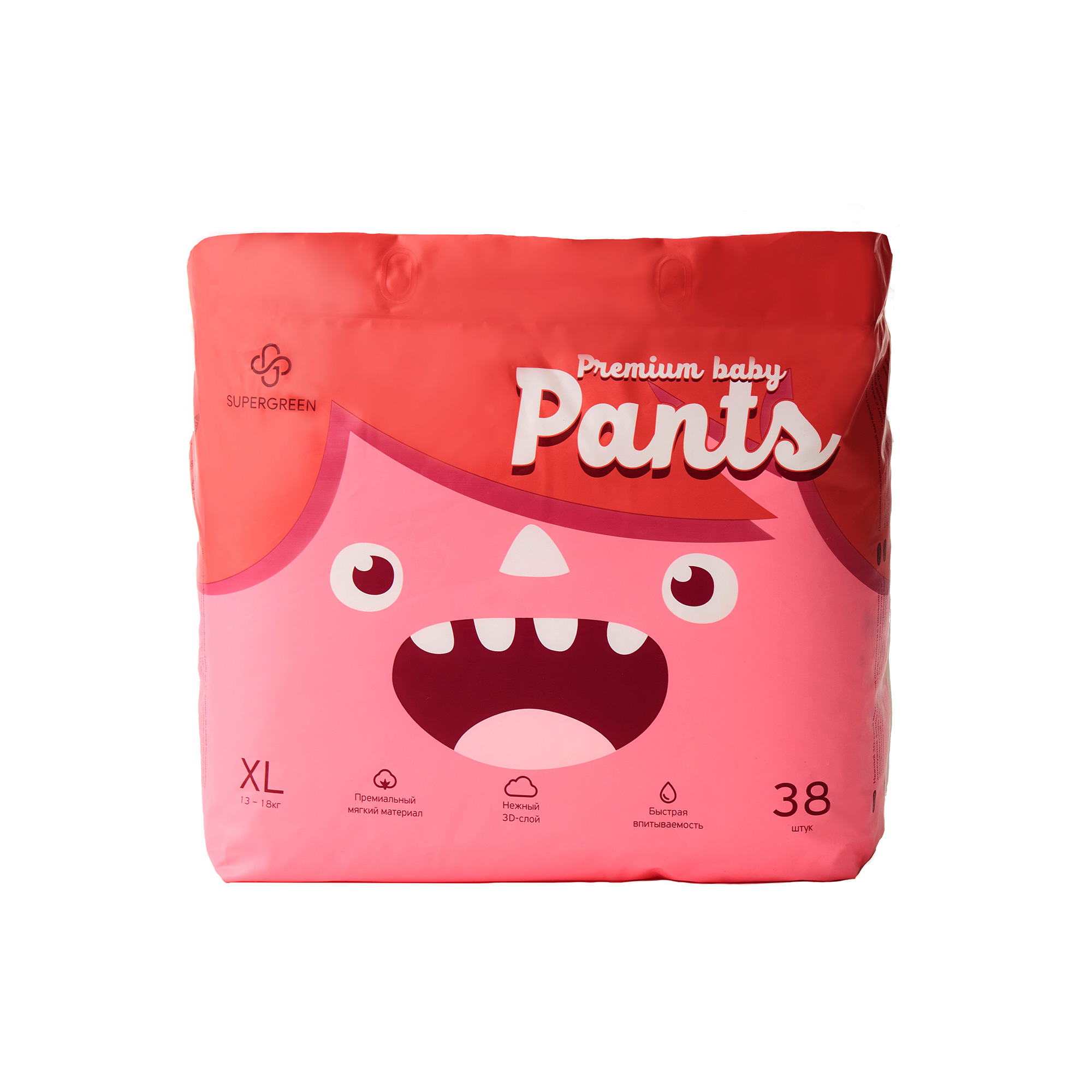 Подгузники-трусики SUPERGREEN Premium baby Pants размер XL 13 - 18 кг 38 шт - фото 1