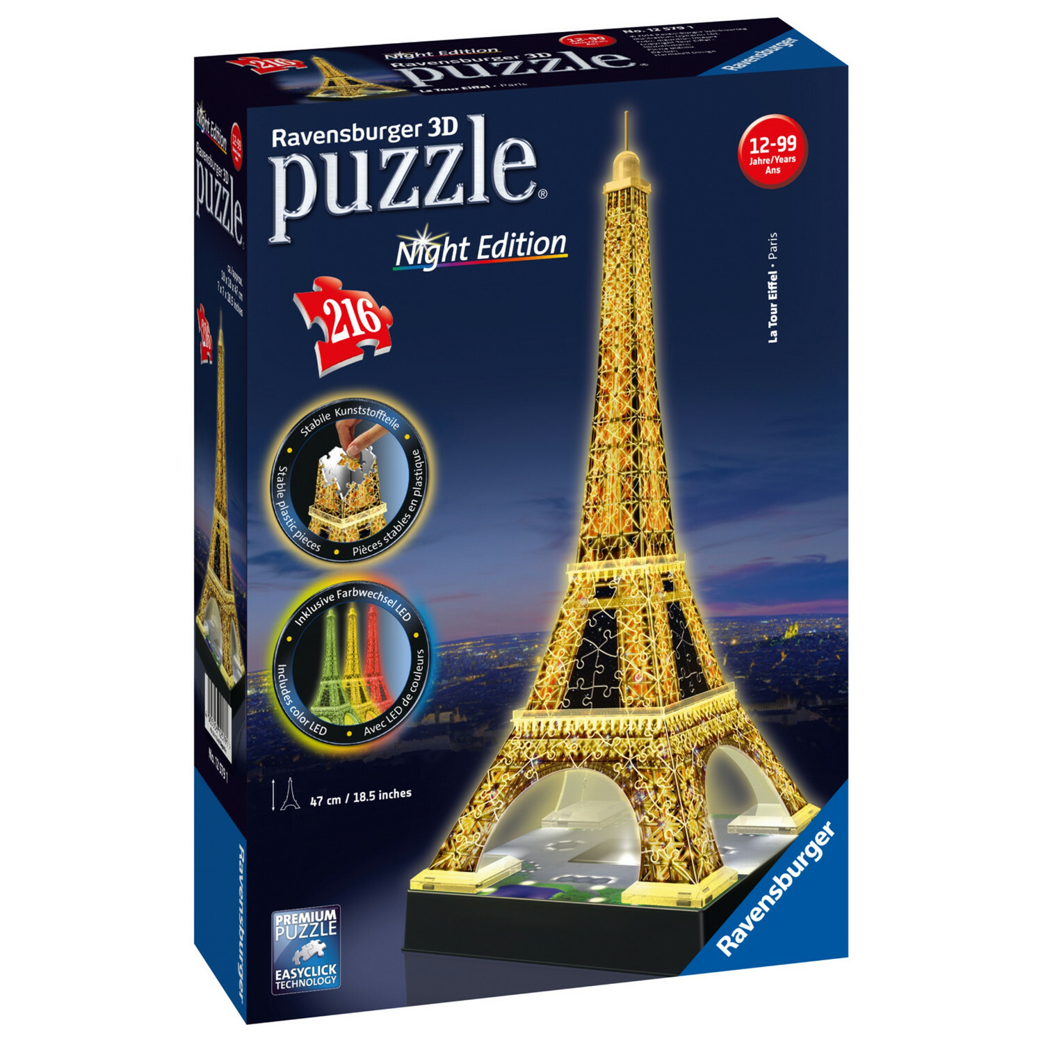 Пазл 3D Ravensburger Ночная Эйфелева башня 216элементов 12579 - фото 2