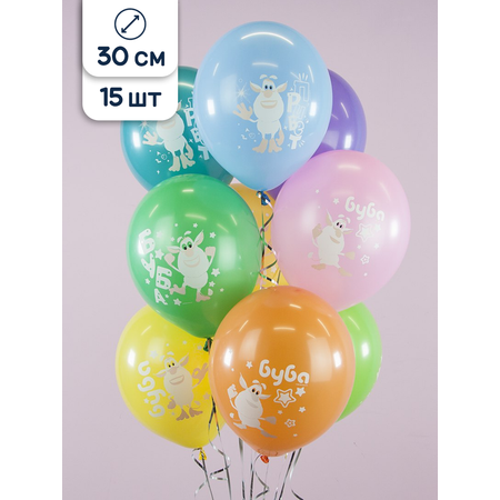 Воздушные шары латексные Riota с рисунком Буба разноцветный 15 шт 30 см