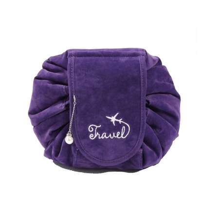 Косметичка-мешок на липучке Seichi бархатная фиолетовая