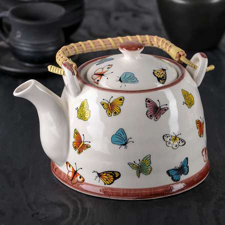 Заварочный чайник Sima-Land керамический с металлическим ситом «Бабочки» 900 мл
