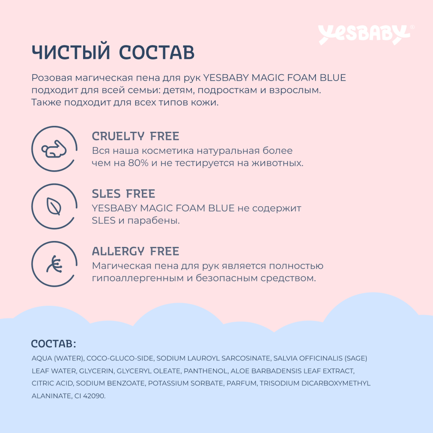 Мыло пенка для рук детская YESBABY голубая - фото 6