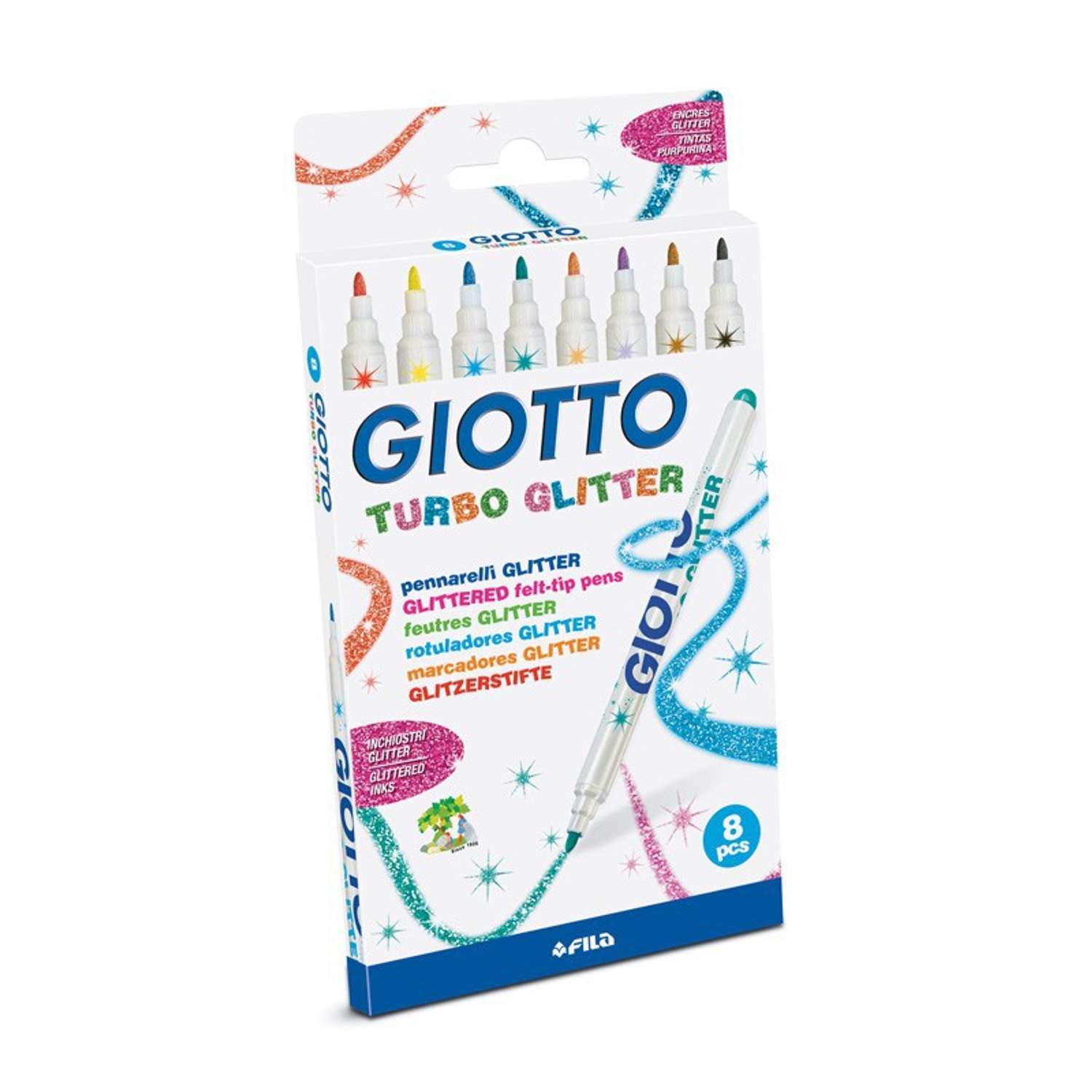 Набор фломастеров GIOTTO Turbo Glitter 8цветов 425800 - фото 1