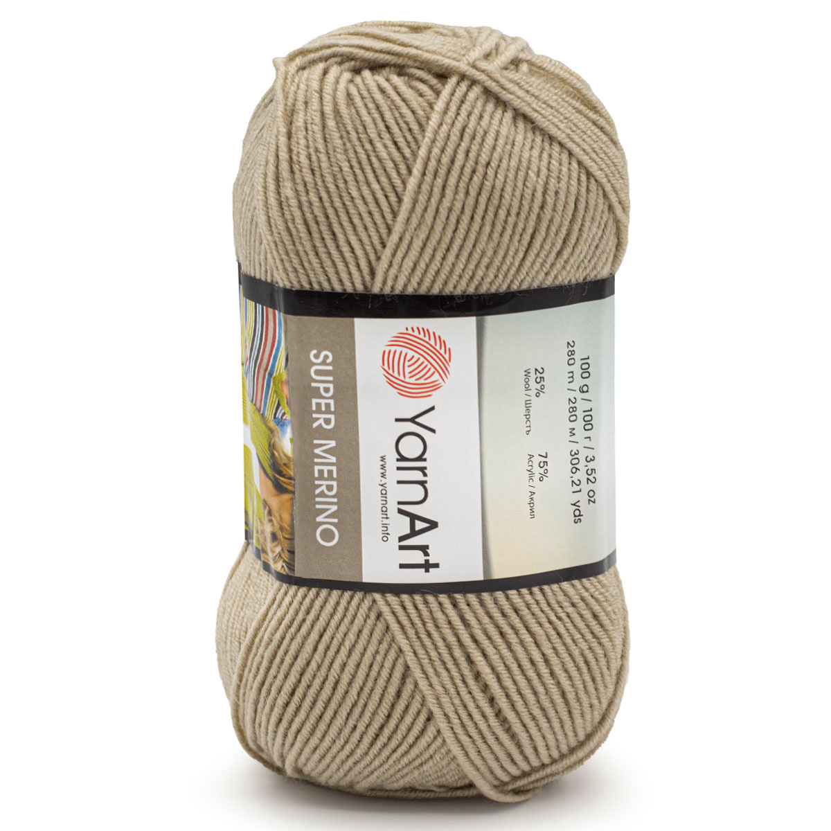 Пряжа YarnArt Super Merino полушерстяная 100 г 280 м 383 холодный беж 5 мотков - фото 6