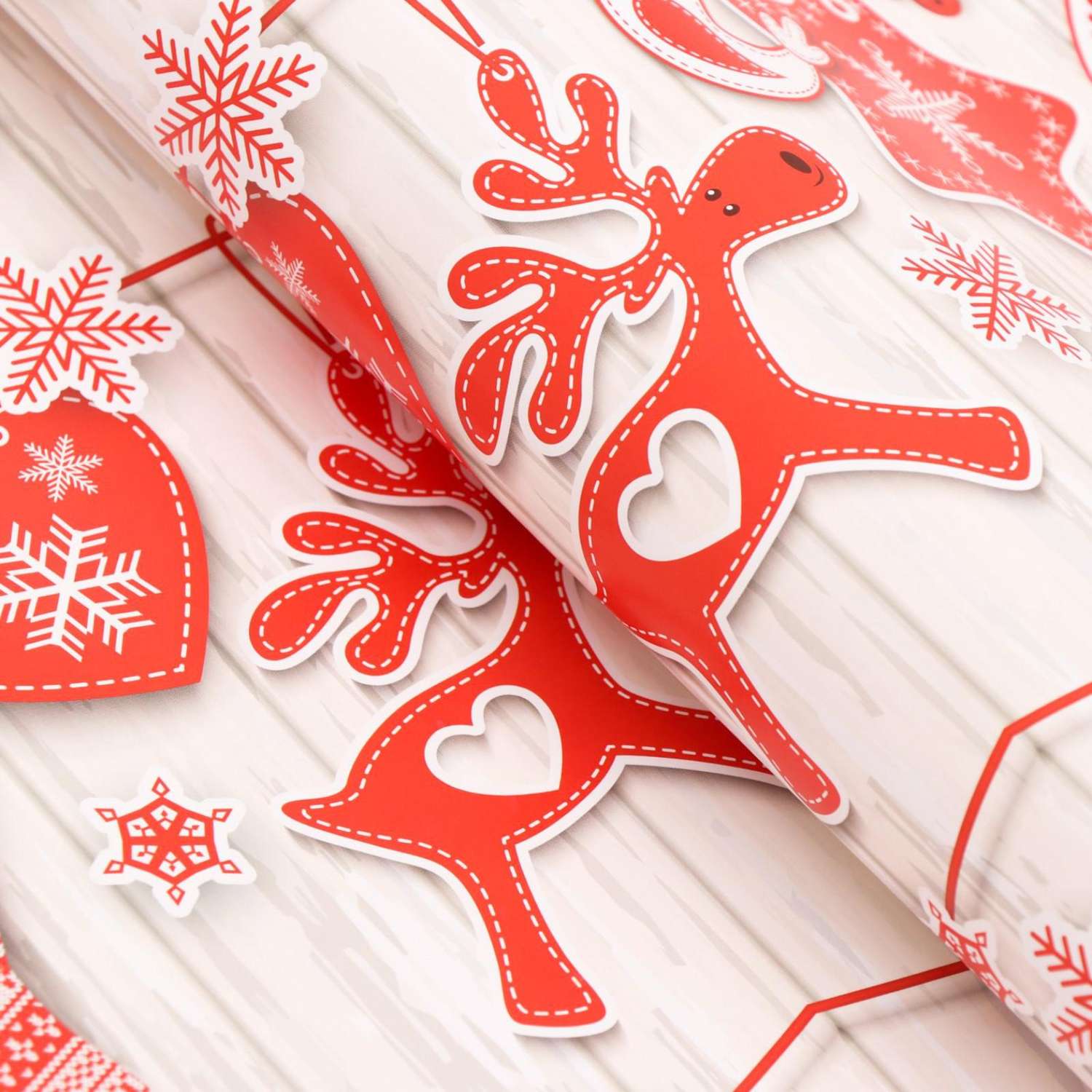 Бумага Sima-Land упаковочная глянцевая «Рождественская гирлянда» 70 х 100 см 1 лист - фото 3