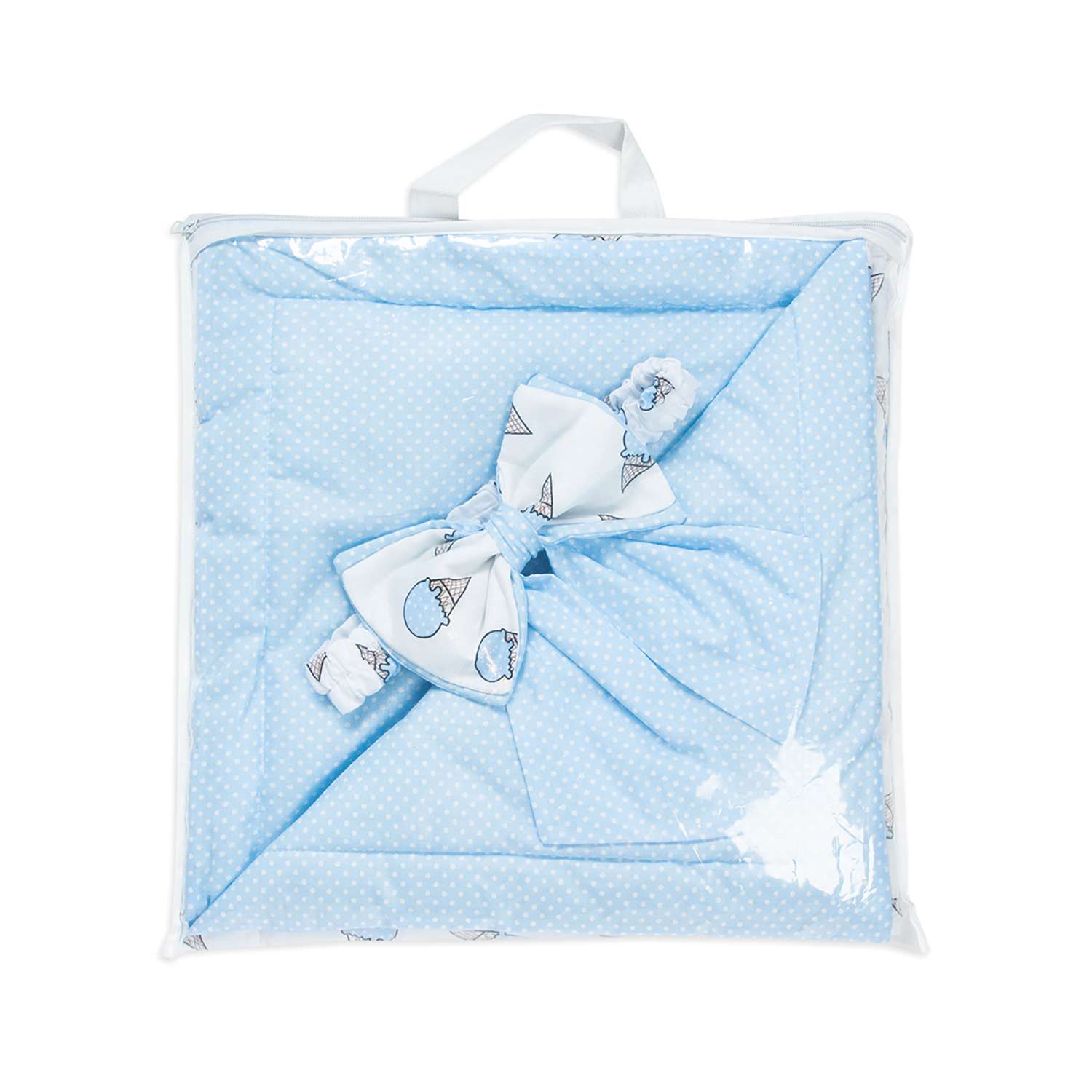 Конверт-одеяло Чудо-чадо для новорожденного на выписку Времена года мороженое/голубой - фото 5