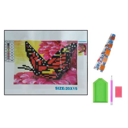 Алмазная мозаика Seichi Бабочка на цветке 15х20 см