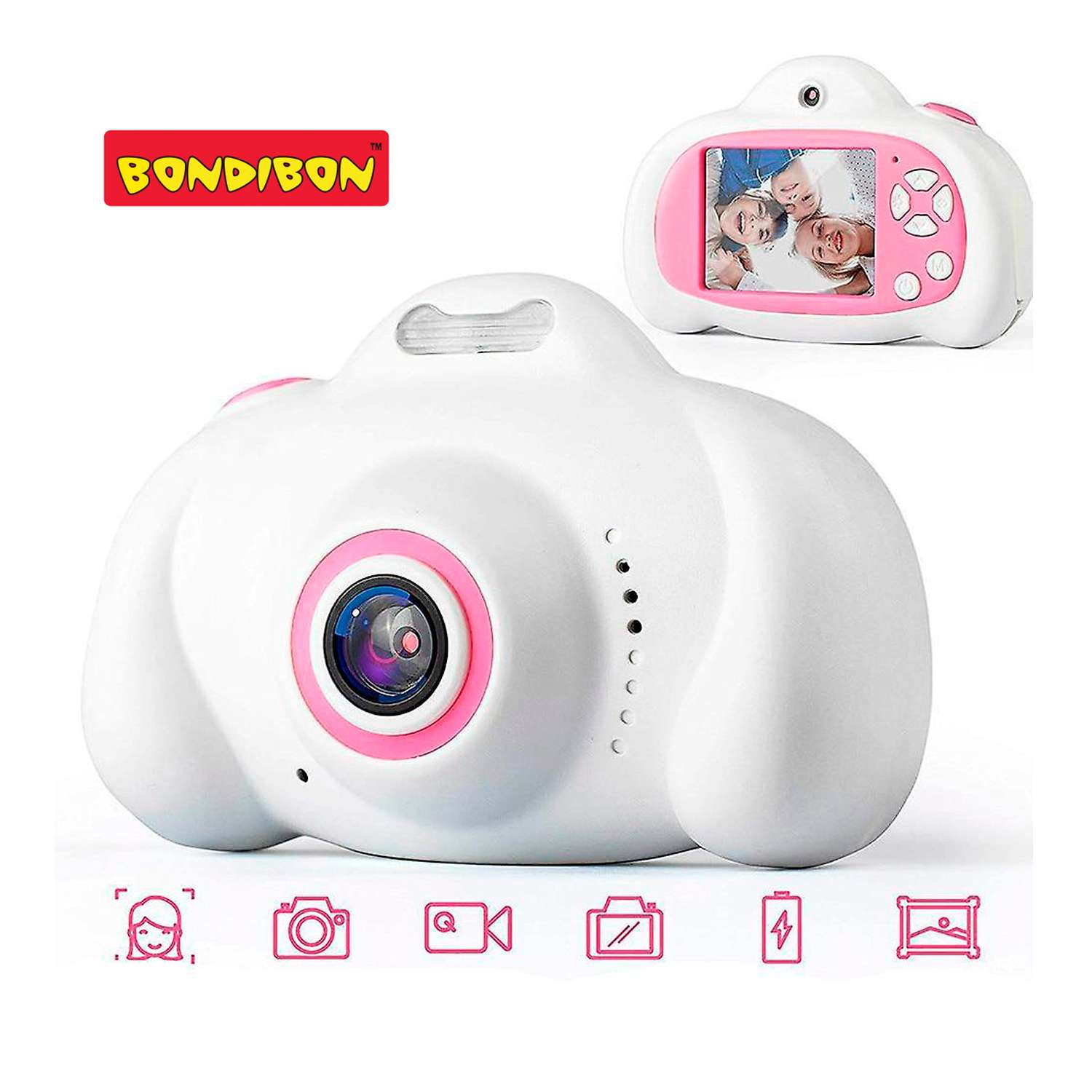 Цифровой фотоаппарат BONDIBON с селфи камерой и видео съемкой белого цвета - фото 11