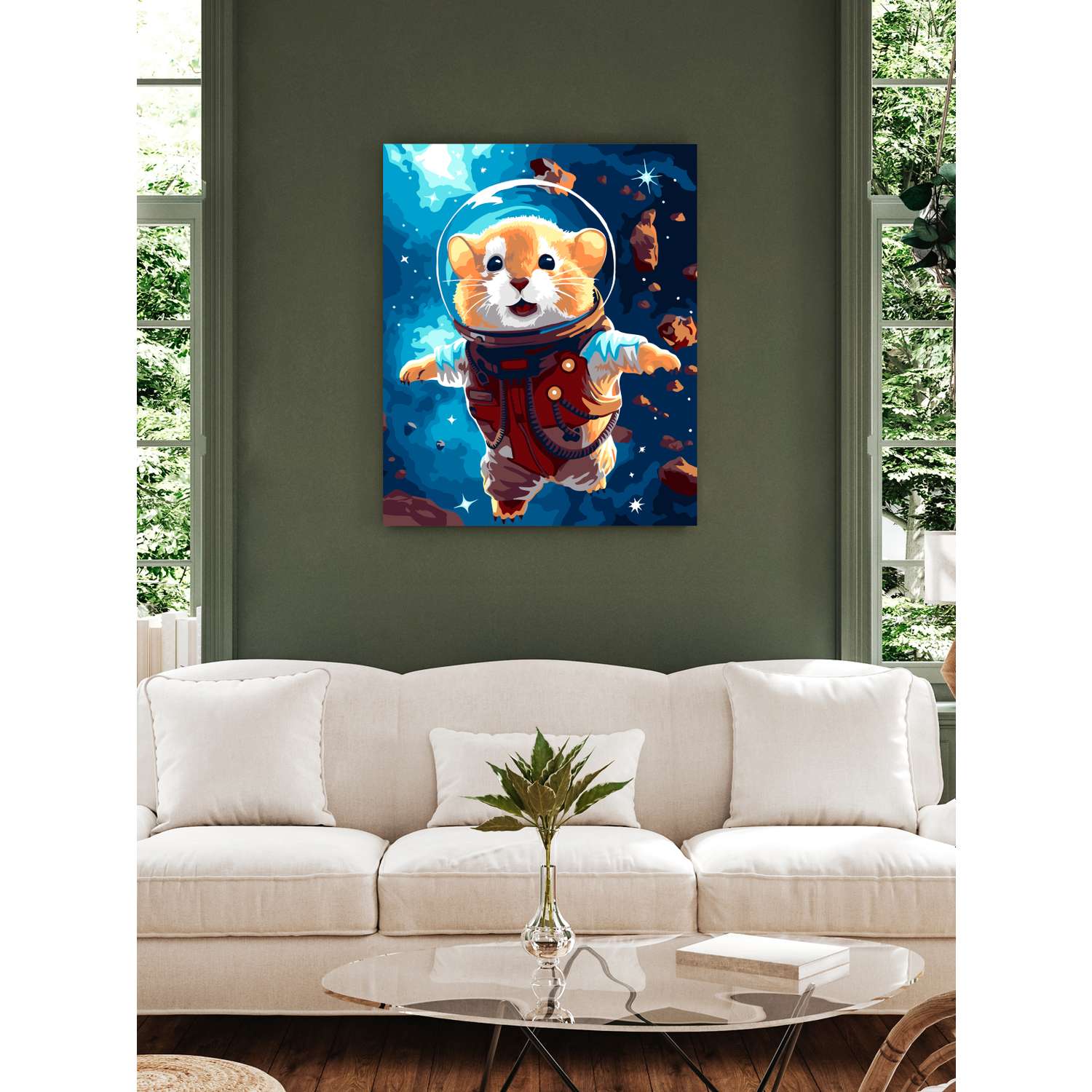 Картина по номерам Art sensation холст на подрамнике 40х50 см Хомяк астронавт - фото 3