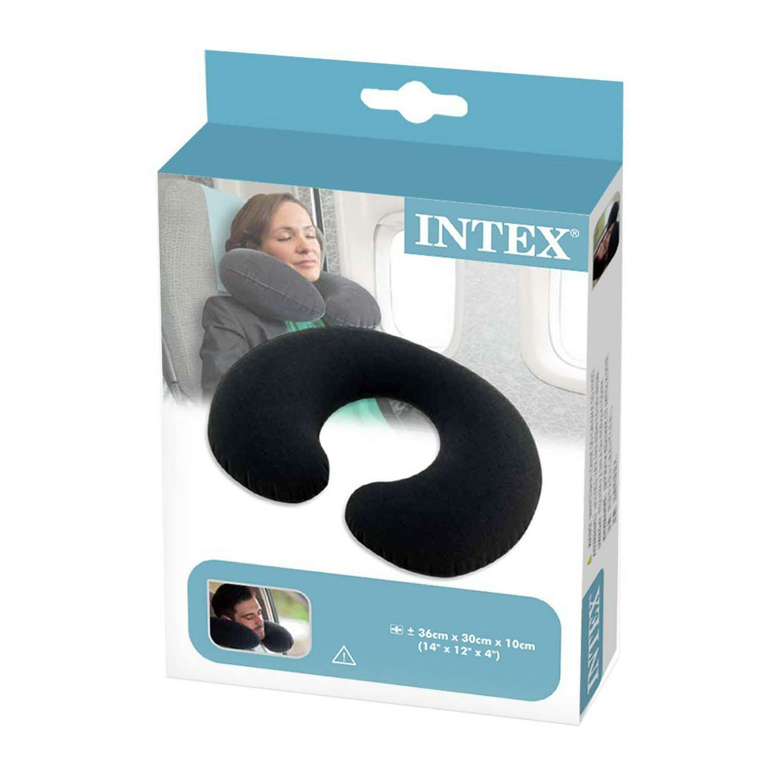 Надувная подушка INTEX для поездок черная 33х25х8 см - фото 2